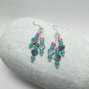 Hematite heart and UG bead earrings